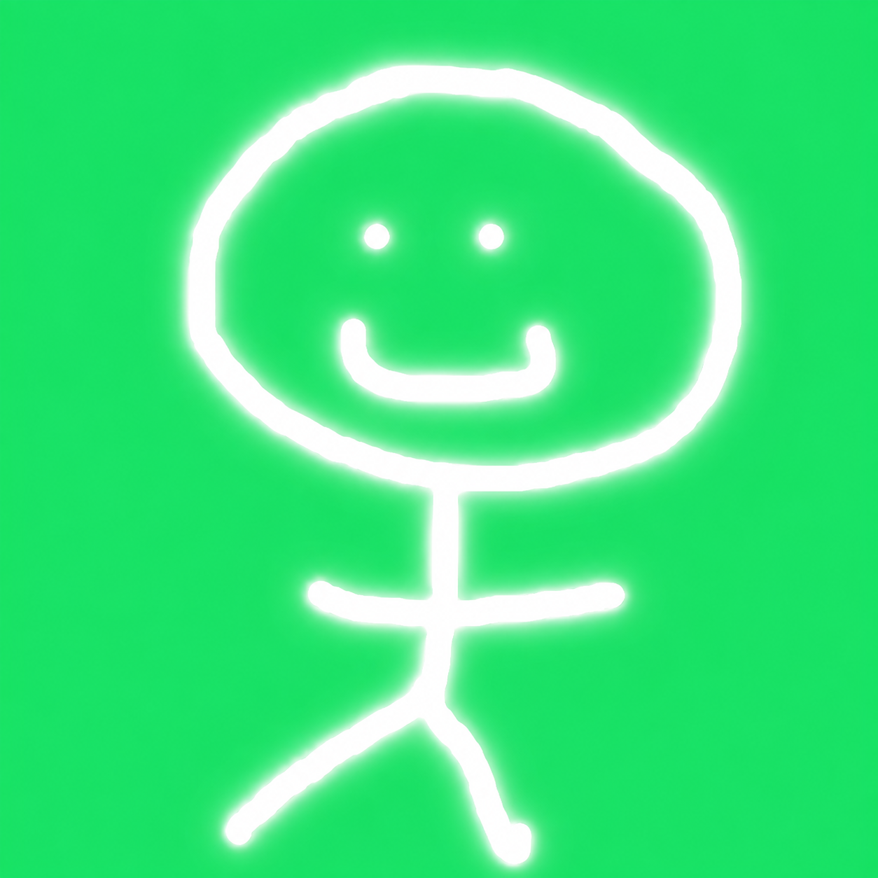 Average Joe, a white smiling stick figure on green